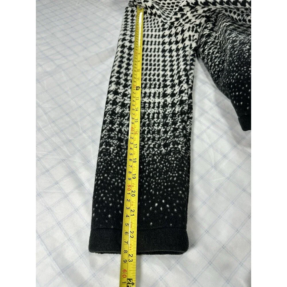 Ellen Reyes Petite Houndstooth Fleece Jacket Coat Black White Ombre Belted PM